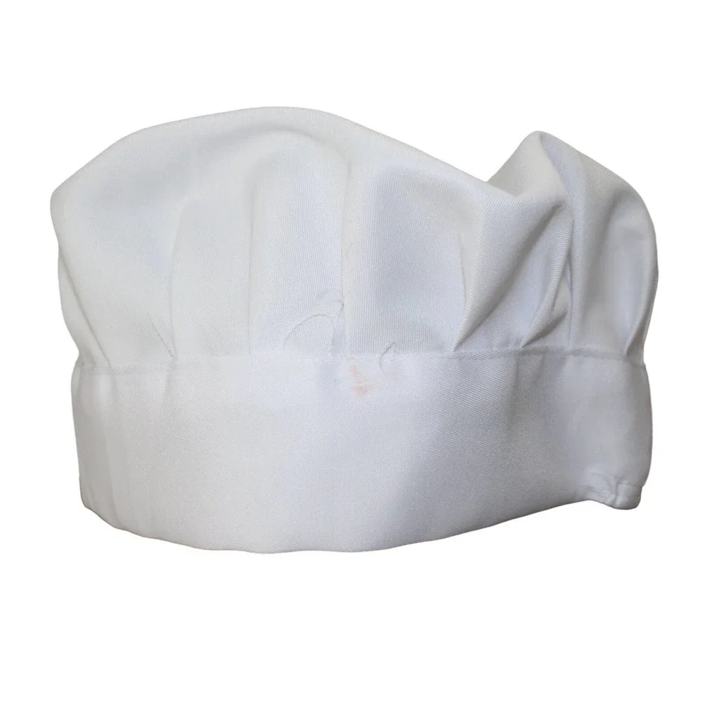 White Chef Hat Elastic On Back One Size Costume Cosplay